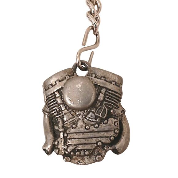 V-Twin Engine Metal Pendent Key Chain Pocket Hook Chunky Motorcycle Punk Gothic - Picture 3 of 10